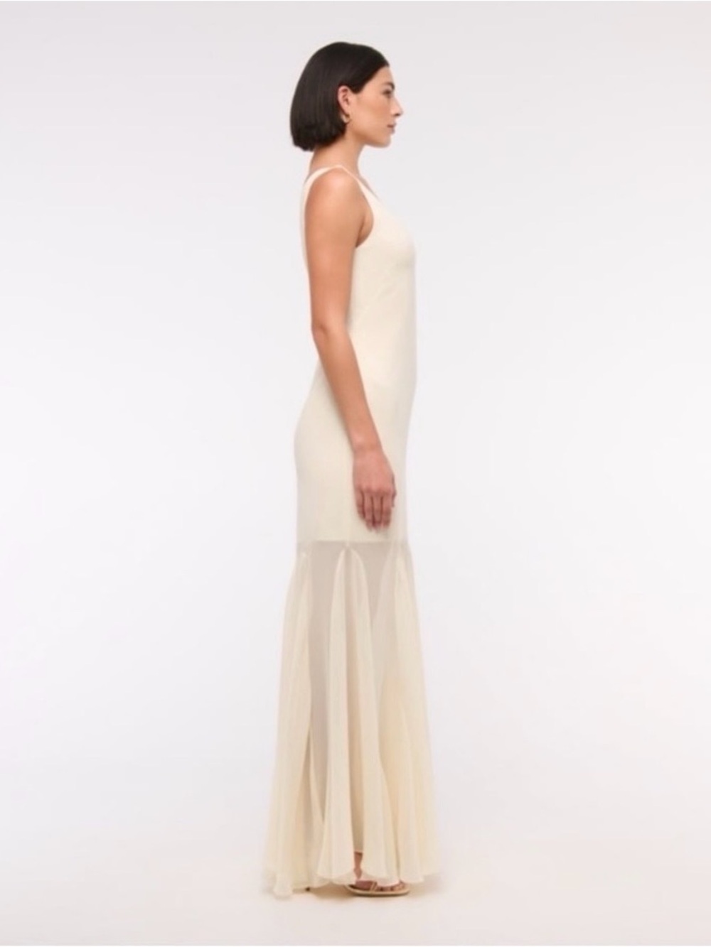 NWT Abercrombie cream chiffon maxi dress - Picture 4 of 5